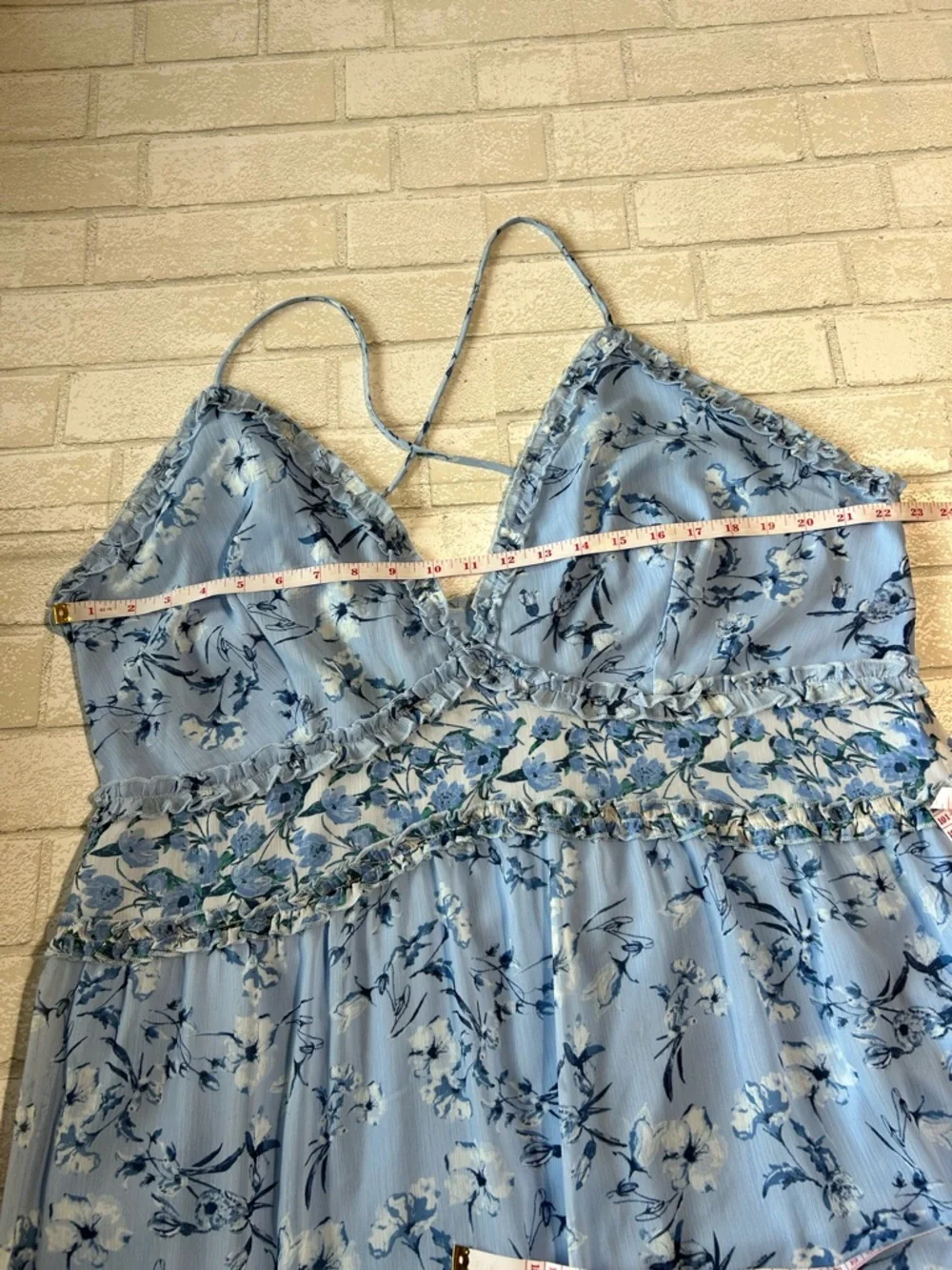 Arula Light Blue Floral Maxi Dress with Spaghetti Straps - Picture 7 of 7